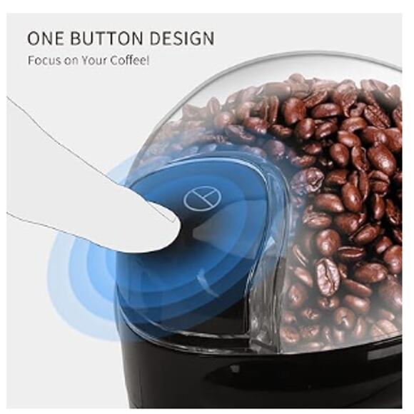 Large Capacity Coffee Grinder Electric w/One Touch Operation- Black - Picture 3 of 5